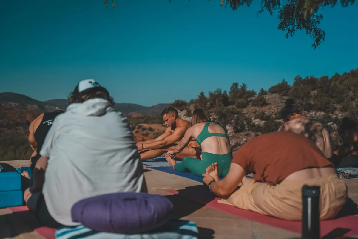 Outdoor group yoga class in Sedona